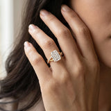 Yellow gold Emerald Cut Diamond Twisted Band Engagement Ring with Prong Setting_14