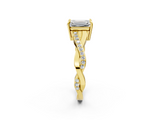 Yellow gold Emerald Cut Diamond Twisted Band Engagement Ring with Prong Setting_17
