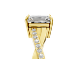 Yellow gold Emerald Cut Diamond Twisted Band Engagement Ring with Prong Setting_20