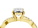 Yellow gold Emerald Cut Diamond Twisted Band with Pavé Setting and Four-Prong Setting_34