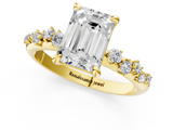 Yellow gold Emerald Cut Diamond Vine Band with Four-Prong Setting_57