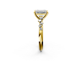 Yellow gold Emerald Cut Diamond Vine Band with Four-Prong Setting_58
