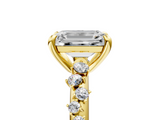Yellow gold Emerald Cut Diamond Vine Band with Four-Prong Setting_61