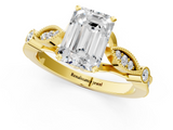 Yellow gold Emerald Cut Diamond with Milgrain Marquise and Bezel Accents on a Solitaire Band with Prong Setting_209