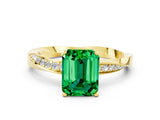 Yellow gold Emerald Cut Emerald Engagement Ring with Side Stone Accents and Four-Prong Setting_60