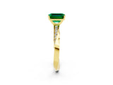 Yellow gold Emerald Cut Emerald Engagement Ring with Side Stone Accents and Four-Prong Setting_62