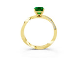 Yellow gold Emerald Cut Emerald Engagement Ring with Side Stone Accents and Four-Prong Setting_63