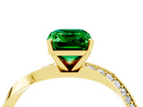 Yellow gold Emerald Cut Emerald Engagement Ring with Side Stone Accents and Four-Prong Setting_64