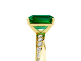 Yellow gold Emerald Cut Emerald Engagement Ring with Side Stone Accents and Four-Prong Setting_65