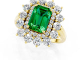 Yellow gold Emerald Cut Emerald Floral Double Halo Engagement Ring with Prong Setting_61