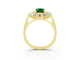 Yellow gold Emerald Cut Emerald Floral Double Halo Engagement Ring with Prong Setting_63