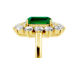 Yellow gold Emerald Cut Emerald Floral Double Halo Engagement Ring with Prong Setting_65