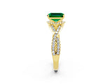 Yellow gold Emerald Cut Emerald  Halo Twist Band Solitaire Prong Setting Ring_26