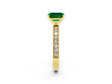 Yellow gold Emerald Cut Emerald Milgrain Pavé Engagement Ring with Four-Prong Setting_14