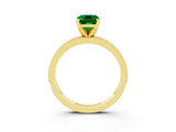 Yellow gold Emerald Cut Emerald Milgrain Pavé Engagement Ring with Four-Prong Setting_15