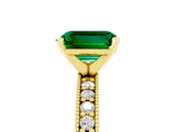 Yellow gold Emerald Cut Emerald Milgrain Pavé Engagement Ring with Four-Prong Setting_17