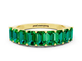 Yellow gold Emerald Cut Emerald Prong-Set Eternity Band_6