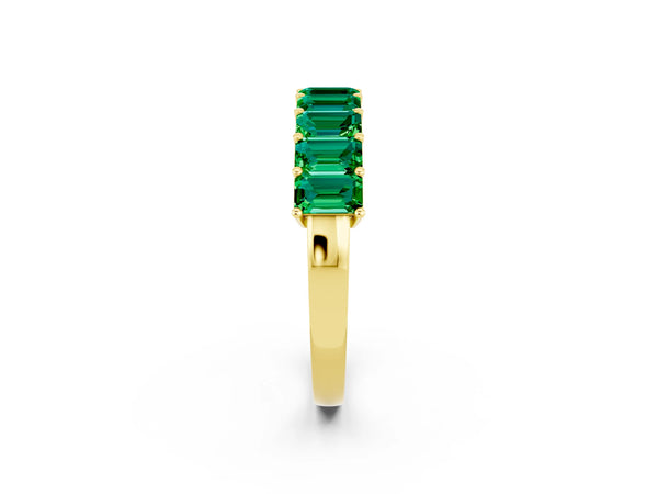 Yellow gold Emerald Cut Emerald Prong-Set Eternity Band