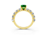 Yellow gold Emerald Cut Emerald Prong Setting with Side Stones on a Pave Band_3