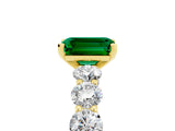 Yellow gold Emerald Cut Emerald Prong Setting with Side Stones on a Pave Band_5