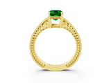 Yellow gold Emerald Cut Emerald Ring with Milgrain Pavé Band and Four-Prong Setting_15