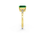 Yellow gold Emerald Cut Emerald Ring with Side Stones and Four-Prong Setting_38