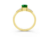 Yellow gold Emerald Cut Emerald Ring with Side Stones and Four-Prong Setting_39