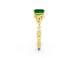 Yellow gold Emerald Cut Emerald Solitaire Celtic Knot Ring with Four-Prong Setting_14