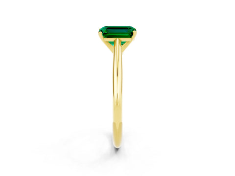 Yellow gold Emerald Cut Emerald Solitaire Engagement Ring with Cathedral Setting and Four-Prong Mount_14