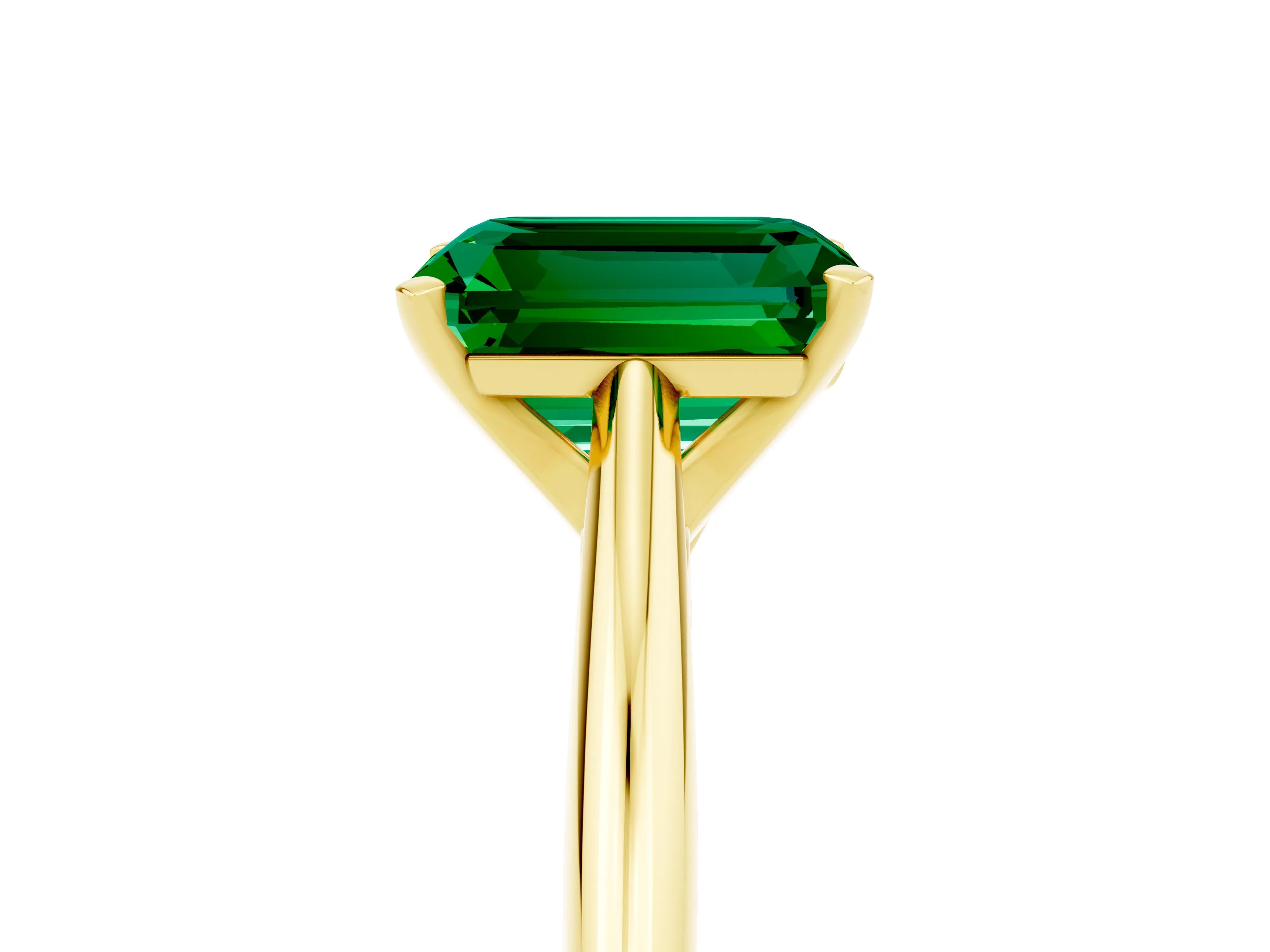Yellow gold Emerald Cut Emerald Solitaire Engagement Ring with Cathedral Setting and Four-Prong Mount_17