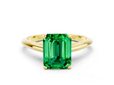 Yellow gold Emerald Cut Emerald Solitaire Engagement Ring with Cathedral Setting and Four-Prong Mount_24