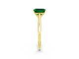 Yellow gold Emerald Cut Emerald Solitaire Engagement Ring with Cathedral Setting and Four-Prong Mount_26
