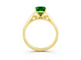Yellow gold Emerald Cut Emerald Solitaire Engagement Ring with Cathedral Setting and Four-Prong Mount_27