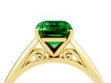 Yellow gold Emerald Cut Emerald Solitaire Engagement Ring with Cathedral Setting and Four-Prong Mount_28