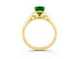 Yellow gold Emerald Cut Emerald Solitaire Engagement Ring with Cathedral Setting and Four-Prong Mount_33