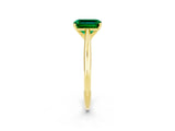 Yellow gold Emerald Cut Emerald Solitaire Engagement Ring with Cathedral Setting and Four-Prong Mount_68