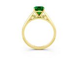 Yellow gold Emerald Cut Emerald Solitaire Engagement Ring with Cathedral Setting and Four-Prong Mount_69