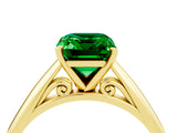 Yellow gold Emerald Cut Emerald Solitaire Engagement Ring with Cathedral Setting and Four-Prong Mount_70