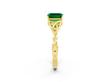 Yellow gold Emerald Cut Emerald Solitaire Engagement Ring with Celtic Knot Band and Four-Prong Setting_2