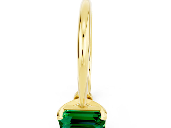 Yellow gold Emerald Cut Emerald Solitaire Engagement Ring with Classic Band and Four-Prong Setting