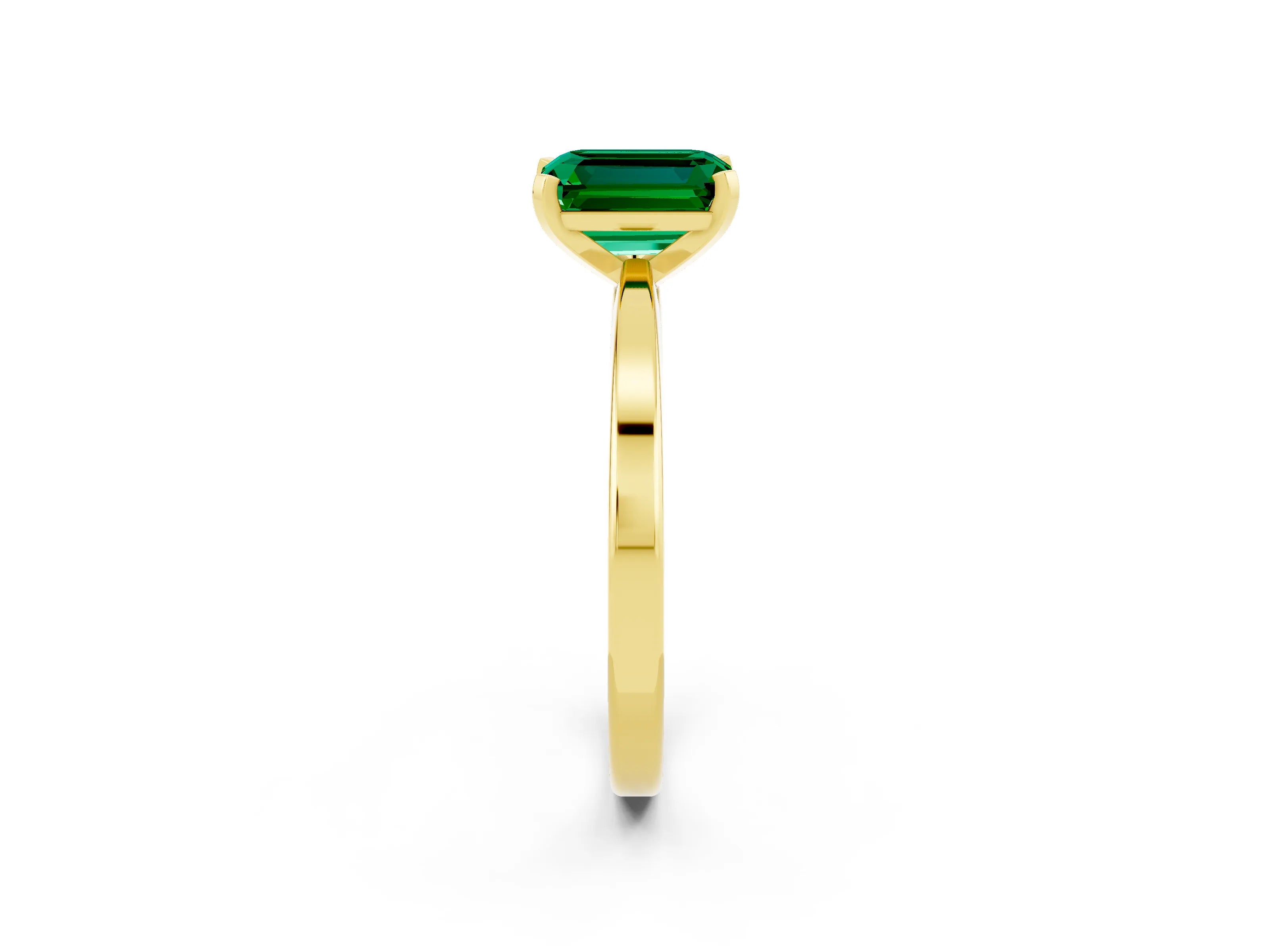 Yellow gold Emerald Cut Emerald Solitaire Engagement Ring with Classic Band and Four-Prong Setting_26