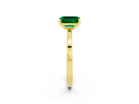 Yellow gold Emerald Cut Emerald Solitaire Engagement Ring with Classic Band and Four-Prong Setting_26