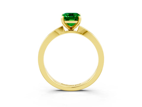 Yellow gold Emerald Cut Emerald Solitaire Engagement Ring with Classic Band and Four-Prong Setting_27