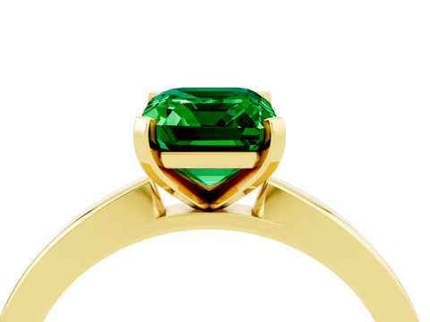 Yellow gold Emerald Cut Emerald Solitaire Engagement Ring with Classic Band and Four-Prong Setting_28