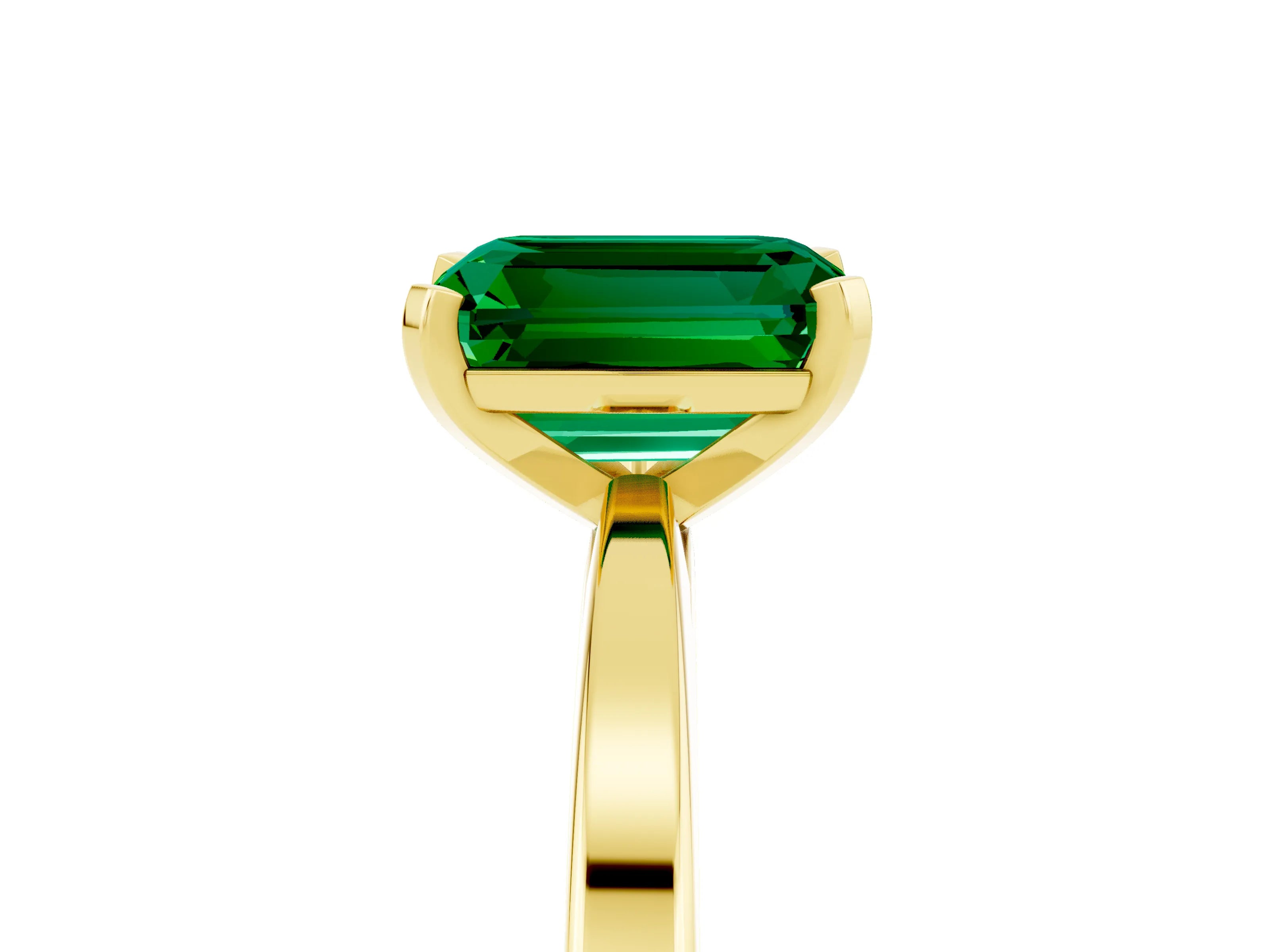 Yellow gold Emerald Cut Emerald Solitaire Engagement Ring with Classic Band and Four-Prong Setting_29