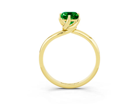 Yellow gold Emerald Cut Emerald Solitaire Engagement Ring with Four-Prong Setting and Classic Band_15