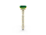 Yellow gold Emerald Cut Emerald Solitaire Engagement Ring with Pavé Band and Four-Prong Setting_2