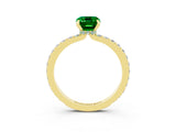 Yellow gold Emerald Cut Emerald Solitaire Engagement Ring with Pavé Band and Four-Prong Setting_3