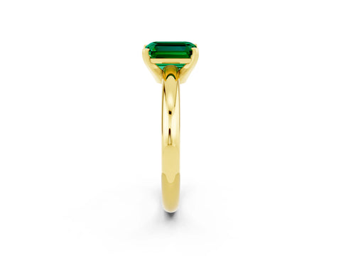 Yellow gold Emerald Cut Emerald Solitaire Engagement Ring with Round Band and Four-Prong Setting_2