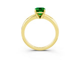 Yellow gold Emerald Cut Emerald Solitaire Engagement Ring with Round Band and Four-Prong Setting_3